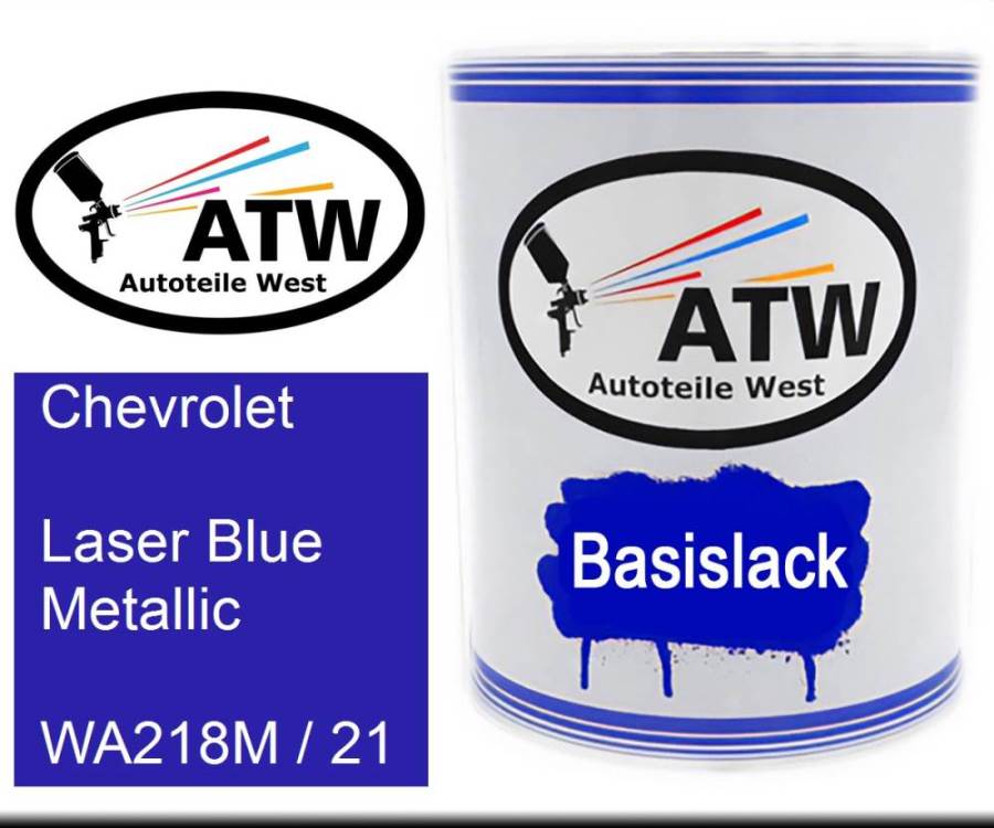 Chevrolet, Laser Blue Metallic, WA218M / 21: 1L Lackdose, von ATW Autoteile West.
